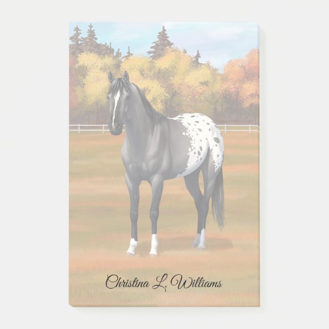 Bloco De Notas Cinza Grulla Appaloosa Quarter Horse Stallion (Frente)