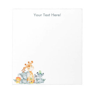 Bloco De Notas Cinza Mint Watercolor Cute Safari Selgle