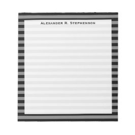 Bloco De Notas Cinza monograma e faixa preta