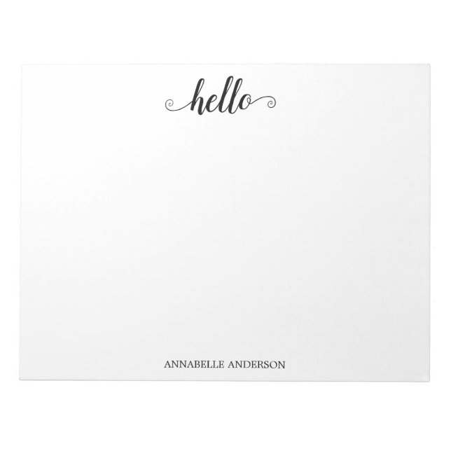 Bloco De Notas Cinza Negra Elegante Tchic Russo Moderno Olá (Frente)