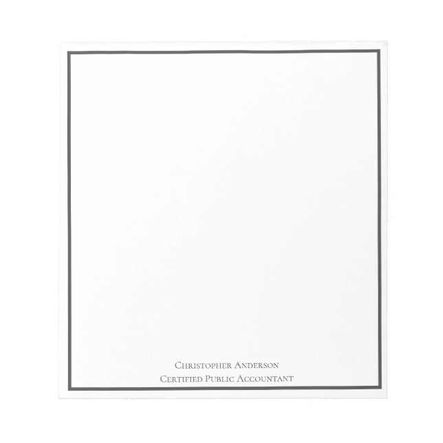 Bloco De Notas Cinza White Professional Business Personalizado (Frente)