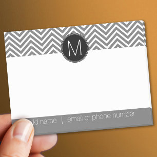 Bloco De Notas Cinzas e Chevrons Pretos com Monograma Personaliza