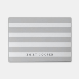 Bloco De Notas Cinzas e White Classic Stripes Monograma