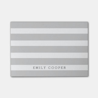 Bloco De Notas Cinzas e White Classic Stripes Monograma
