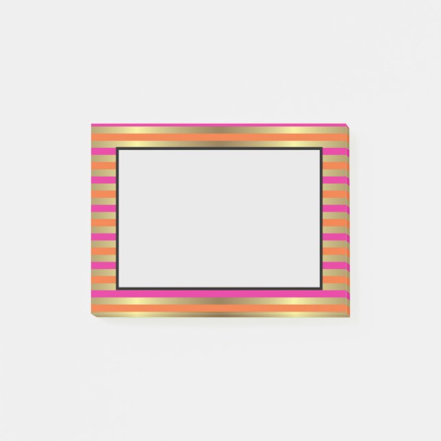 Bloco De Notas Cinzas Metálicas Douradas, Rosa E Laranja (Frente)