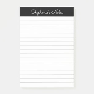 Bloco De Notas Cinzas Negra Elegante Simples Vinculadas Personali