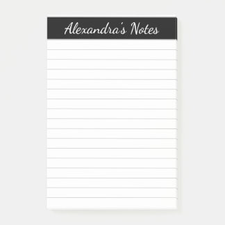 Bloco De Notas Cinzas Negra Elegante Simples Vinculadas Personali