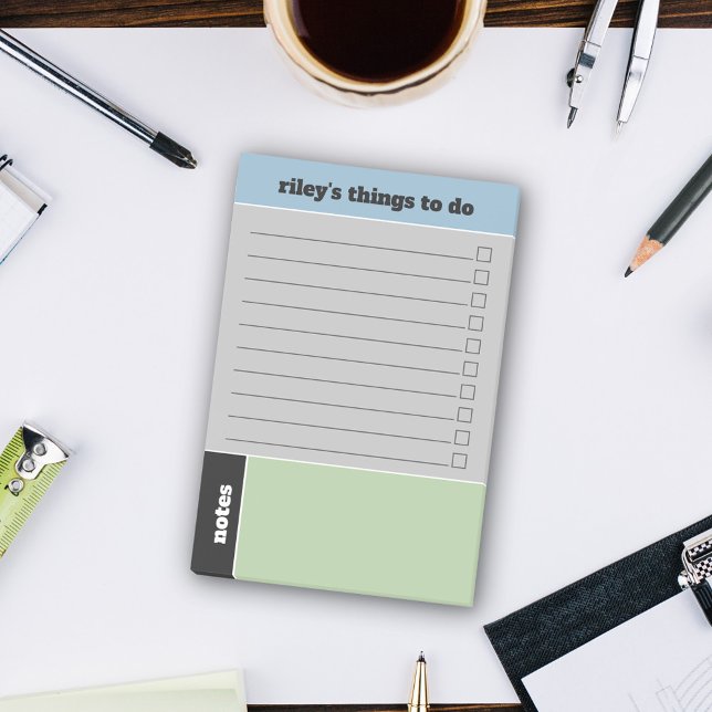 Bloco De Notas Cinzas Verdes Azuis Coisas A Fazer E Notas (Criador carregado)