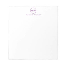 Bloco De Notas Círculo Violeta Roxo Moderno Dois Monograma Inicia