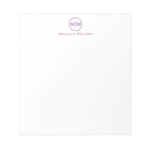 Bloco De Notas Círculo Violeta Roxo Moderno Dois Monograma Inicia