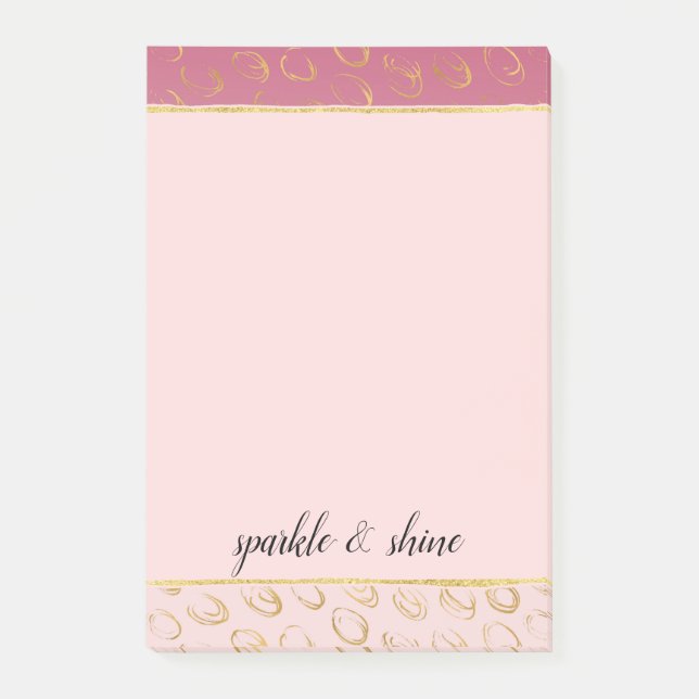 Bloco De Notas Círculos Chic Gradiente Rosa Dourado (Frente)