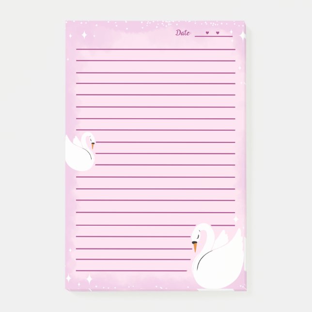 Bloco De Notas Cisne Bonito Notas Delicadas (Frente)