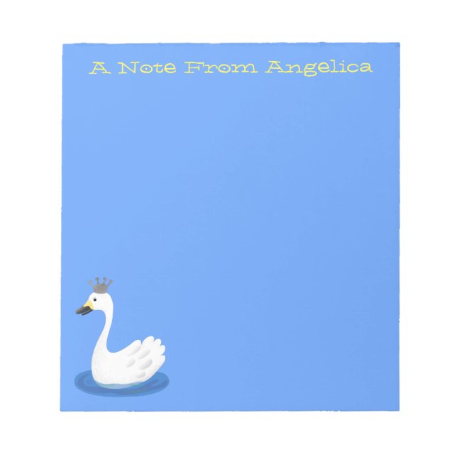 Bloco De Notas Cisne branco bonito com desenho animado (Frente)