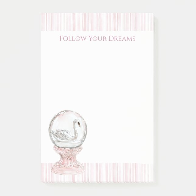 Bloco De Notas Cisne Listras Rosa   (Frente)