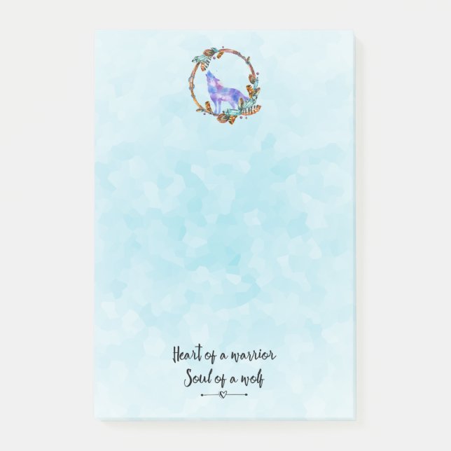 Bloco De Notas Citação de Howling Wolf em Boho Wreath (Frente)