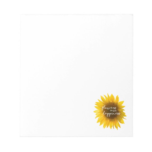 Bloco De Notas Citação do girassol "flores são felicidade" (Frente)