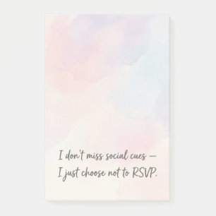 Bloco De Notas Citação Engraçada de RSVP de Introvertido & Aquare