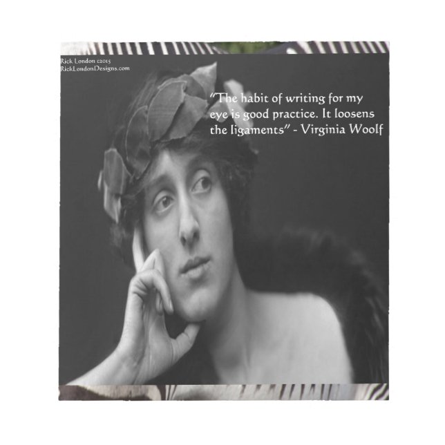Bloco De Notas Citação Escrevendo de Virginia Woolf W/Zebra Strip (Frente)