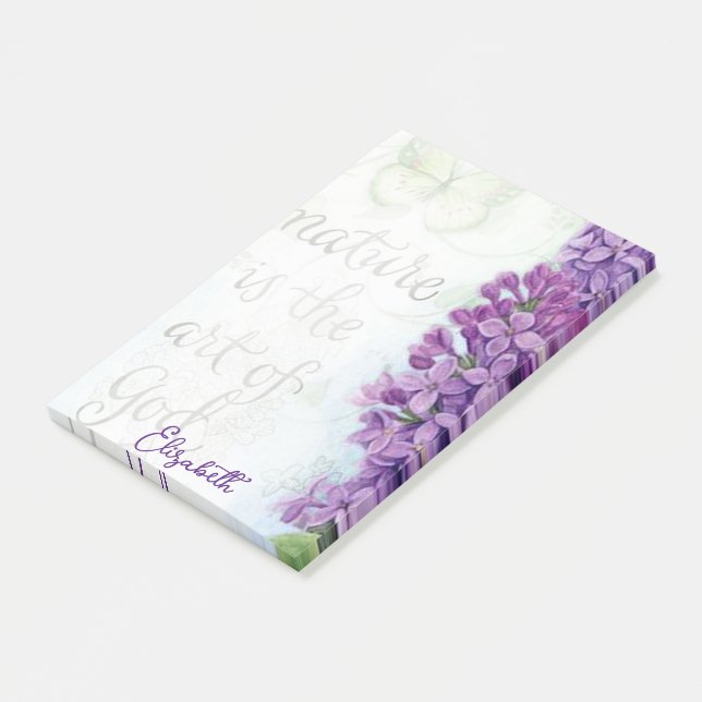 Bloco De Notas Citação personalizada de lilás natureza (Inclinado)