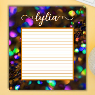 Bloco De Notas Citrina Glitter Vinculada Personalizada