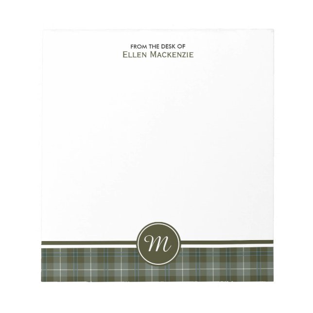 Bloco De Notas Clan Douglas Weathered Tartan Monograma (Frente)