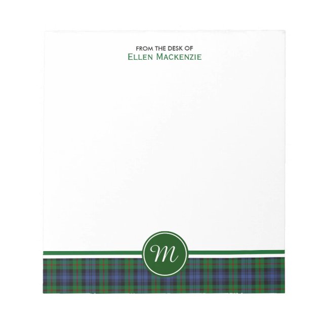 Bloco De Notas Clan Murray Tartan Monogramas (Frente)
