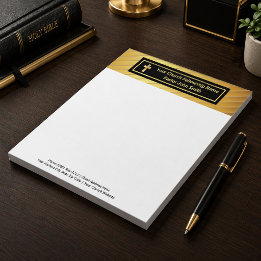 Bloco De Notas Classe Pastoral da Igreja Dourado e Preto