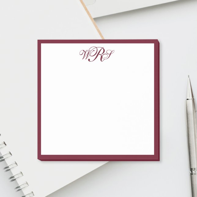 Bloco De Notas Classic Burgundy Red Monogram (Criador carregado)