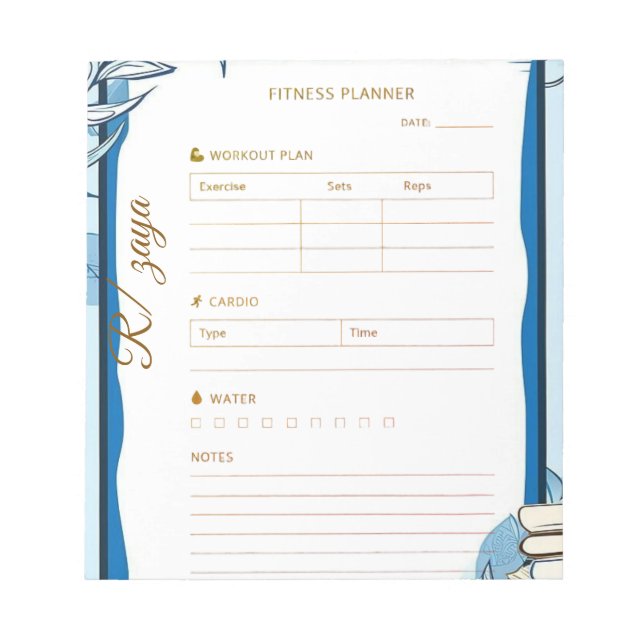 Bloco De Notas Classic gold pastel cute blue fittness Planner  (Frente)