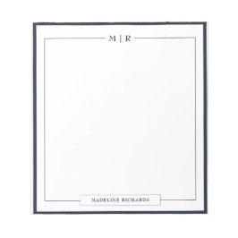 Bloco De Notas Classic Monogram Navy Blue Border Stationery