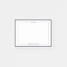 Bloco De Notas Classic Monogram Navy Blue Border Stationery