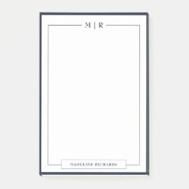 Bloco De Notas Classic Monogram Navy Blue Border Stationery