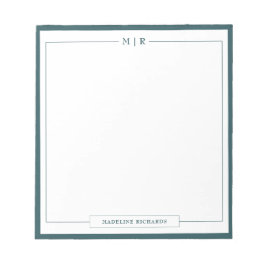 Bloco De Notas Classic Monogram Smoke Green Border Stationery