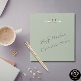 Bloco De Notas Classic Sage Green Monogram Branding Design