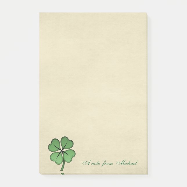 Bloco De Notas Clássico Irlandês Lucky Shamrock Personalizado (Frente)