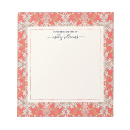 Bloco De Notas Clássico Moderno Barroco Padrão Vermelho Laranja M