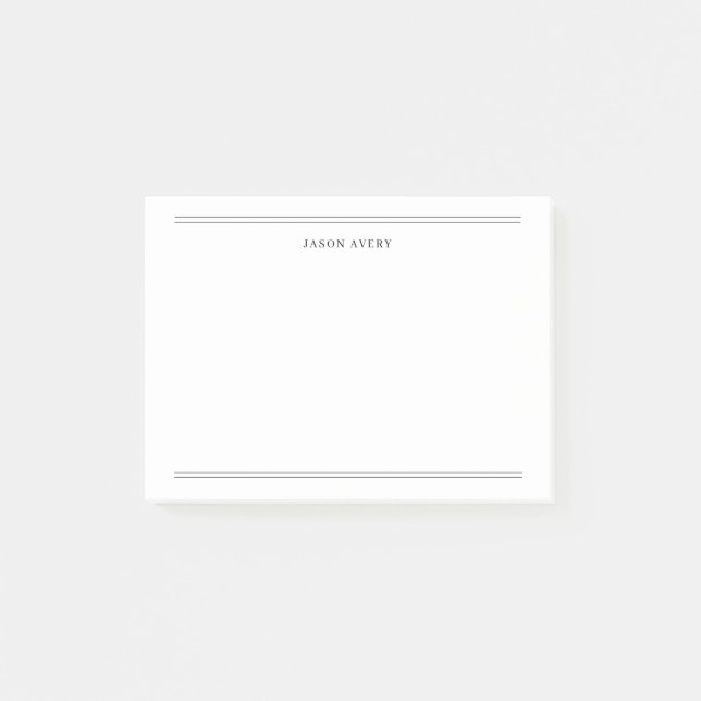 Bloco De Notas Clássico Preto Branco Simples com Duas Linhas (Frente)