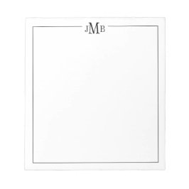 Bloco De Notas Clássico, preto e branco monograma