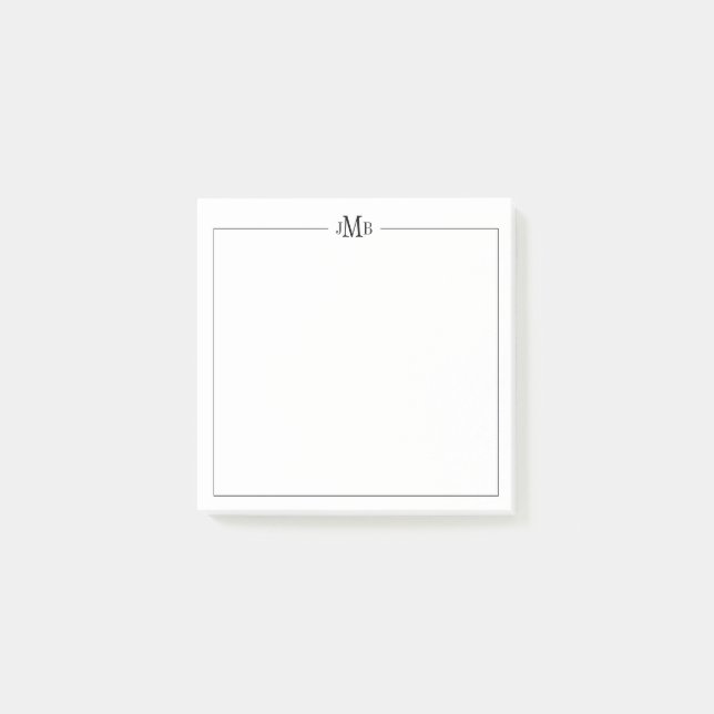 Bloco De Notas Clássico, preto e branco monograma (Frente)