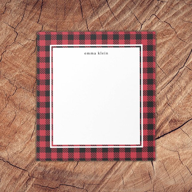 Bloco De Notas Clássico Red Black Buffalo Xadrez Tartan (Criador carregado)