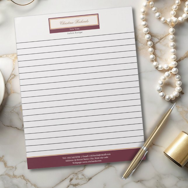 Bloco De Notas Classy Burgundy Ivory Lined (Criador carregado)