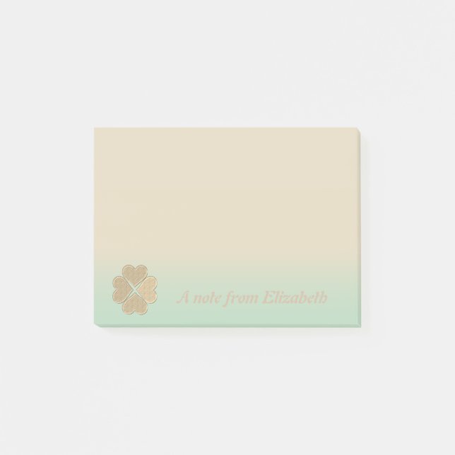 Bloco De Notas Classy Shamrock Irlandês Sortudo-Personalizado (Frente)