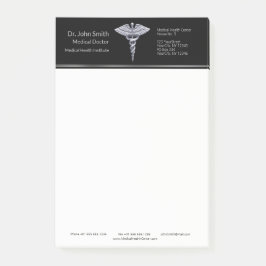 Bloco De Notas Classy Silver Caduceus Medical em preto