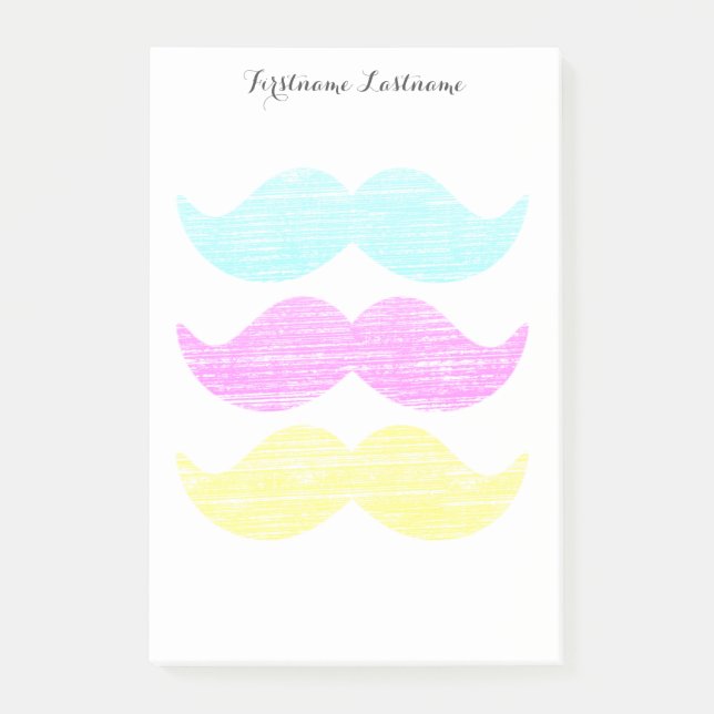 Bloco De Notas CMY Mustaches (estilo letterpress) (Frente)