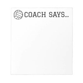 Bloco De Notas Coach diz Notepad de Voleibol 5,5 x 6"