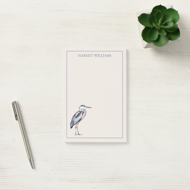 Bloco De Notas Coastal Blue Heron Bird Personalized (Escritótio)
