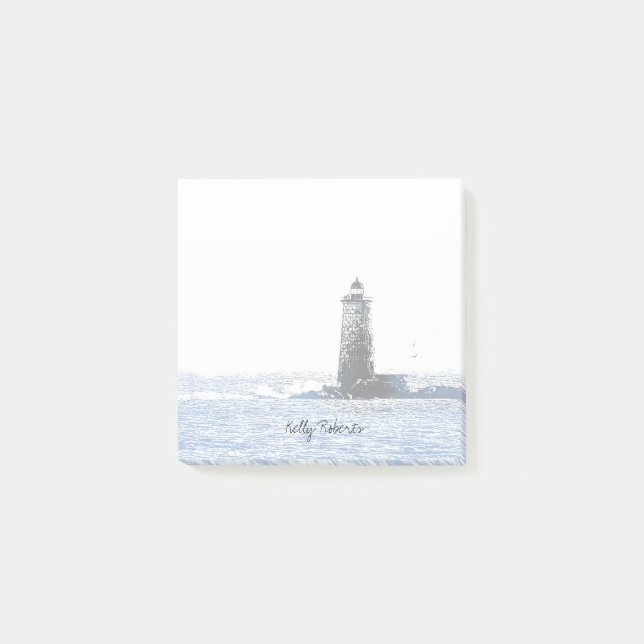Bloco De Notas Coastal Lighthouse & Atlantic Ocean Nautical Theme (Frente)