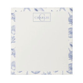 Bloco De Notas Coastal Seashell Sketch, Custom Monogram Dog Pet 