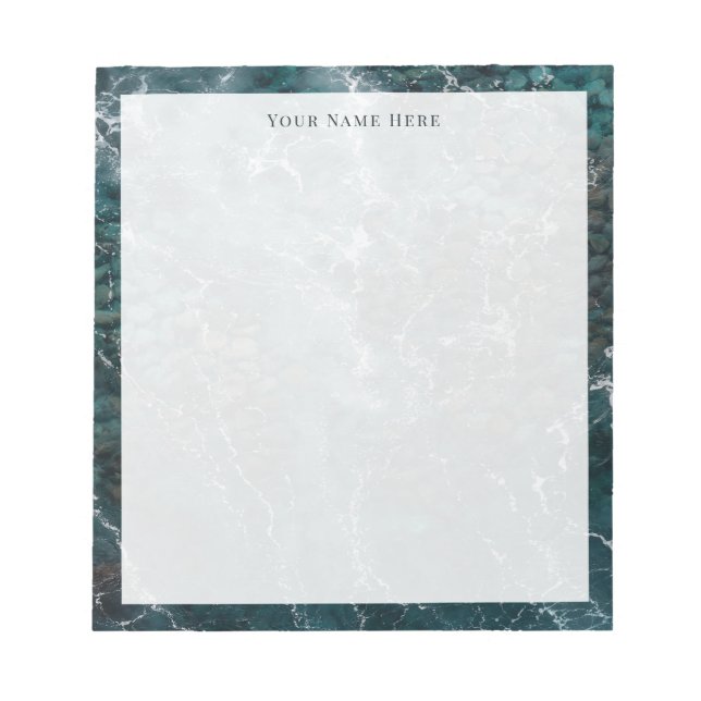 Bloco De Notas Coastal Teal Ocean Shore Personalized Notepad (Frente)