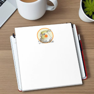 Bloco De Notas Cockatiel Orange e Yellow Pet Bird Girl